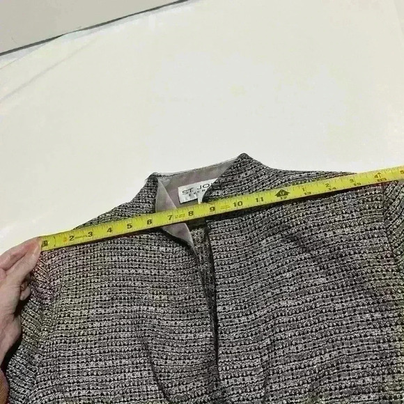 VTG St. John Metallic Tweed Silver Purple Beaded Rhinestone Lace Blazer - Picture 7 of 12